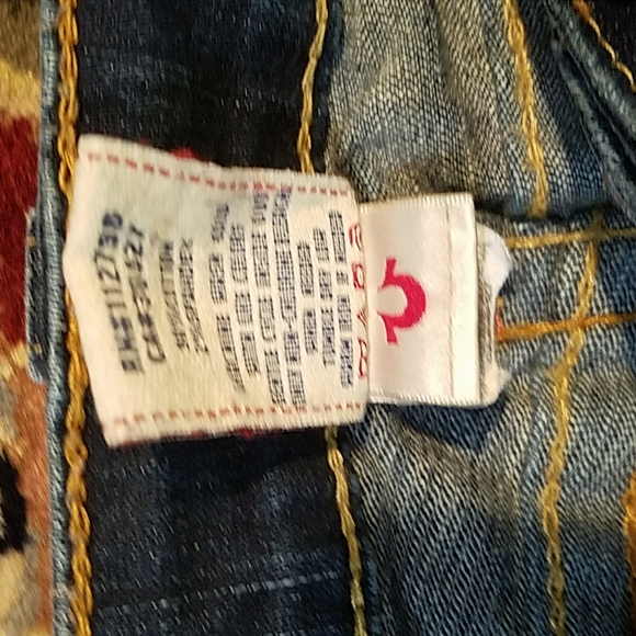 True Religion 25 Long Flap pocket Joey twist Boot Orange stitching Distressed - Picture 14 of 14